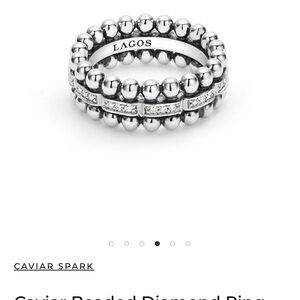 Lagos Caviar Diamond and Silver Beaded Ring - retails for $1450